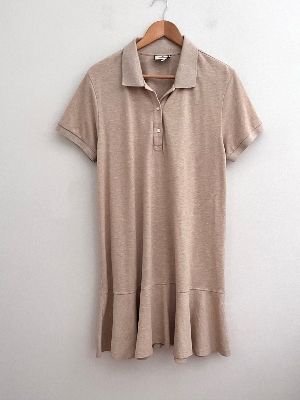 Tuckernuck Sandstone Pique May Polo Dress Size XL Ruffle Hem Tan